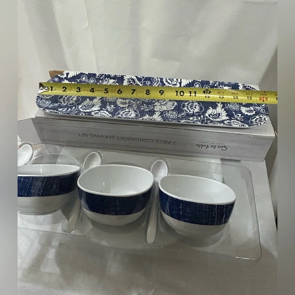 Sur La Table - Blue & White Condiment Serving Set
